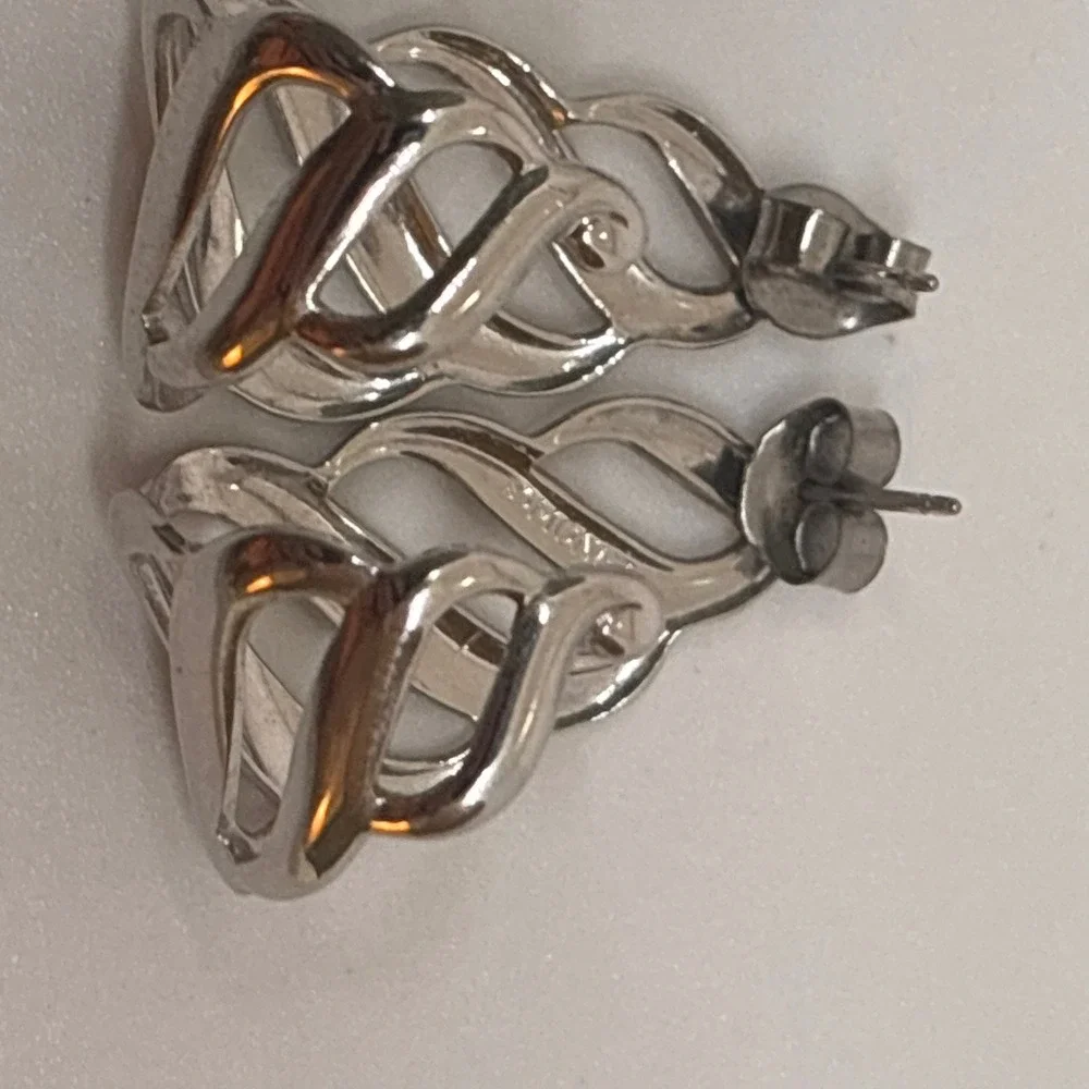 Monet Earrings Womens Silver Tone Twisted Drop‎ Dangle Post Vintage Signed
